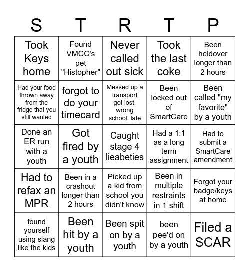 A YEAR AT THE Bingo Card