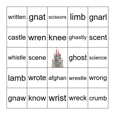 Silent Letters Bingo Card