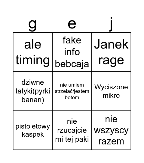 CSOWE BINGO Card