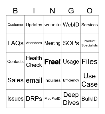 Customer Call Prep - Key Words Bingo Card