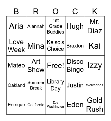 Goodbye 4th Grade! Bingo Card