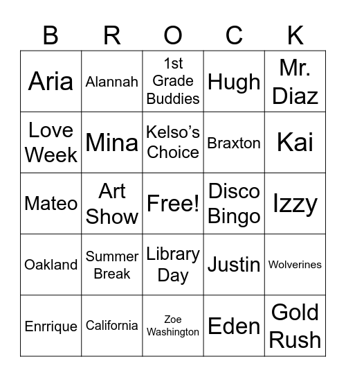 Goodbye 4th Grade! Bingo Card