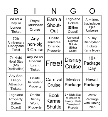 Summer Beach Bingo Card