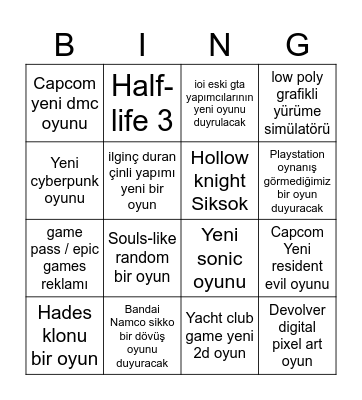 2025 Summer Game Fest Bingo Card