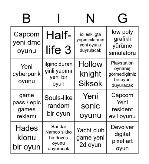 2025 Summer Game Fest Bingo Card