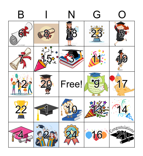 Graduation Bingo Card