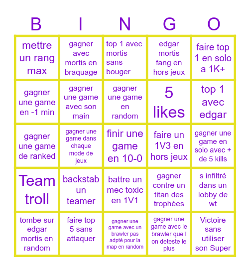 Bingo brawl stars Bingo Card