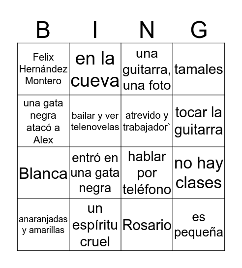 Tumba CH3-4 Bingo Card