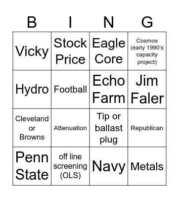 Ray's Retirement Bingo Card