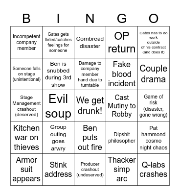 Playhouse 2025 Bingo Card