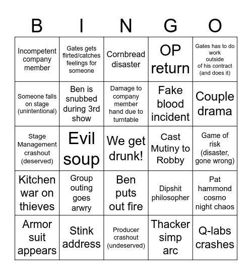 Playhouse 2025 Bingo Card