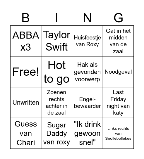 Gala Bingo Card