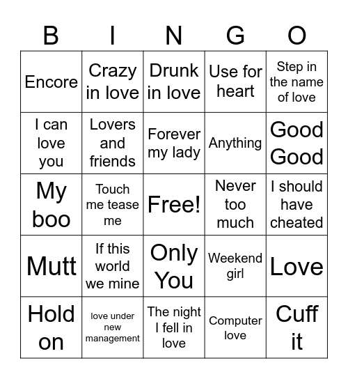 R&B Old and New Bingo Card