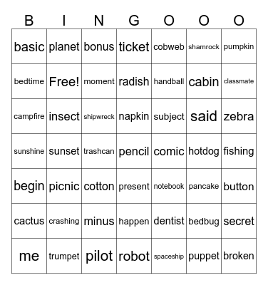 Fun Bingo Card