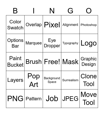 Graphic Design Bingo Card