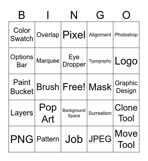 Graphic Design Bingo Card