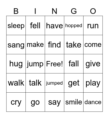 English Bingo Card