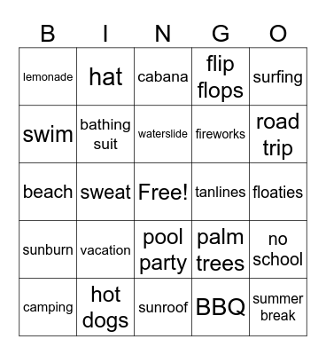 Summer Bingo Card