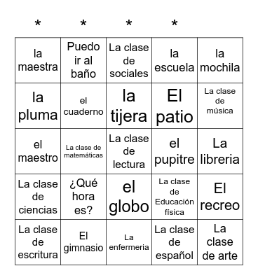 La clase Bingo Card