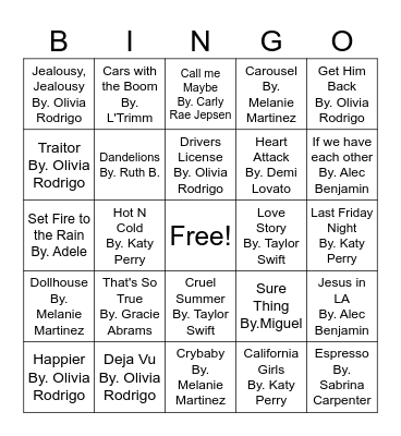 Sparrow BINGO Card