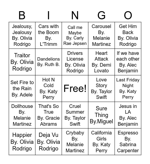 Sparrow BINGO Card