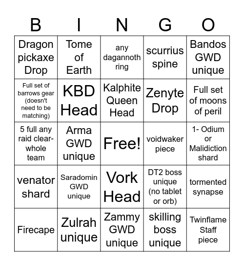 Bossing bingo v1 Bingo Card
