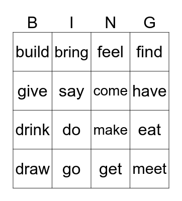 Irregular verbs - Marco Bingo Card