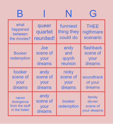 SLSAB LEAD UP TO TOG2 FANWORKS BINGO - DREAMS, HOPES AND FEARS Bingo Card