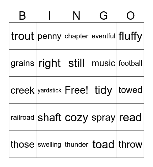 Everett & Larkin general spelling Bingo Card