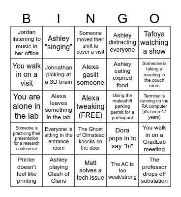KIND LAB BINGO CARD Bingo Card