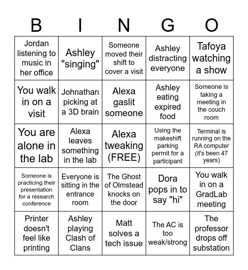 KIND LAB BINGO CARD Bingo Card