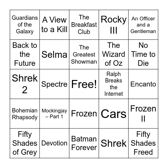 You Know Your Movie Music Bingo Card