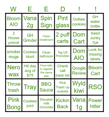 Prize Bingo Card