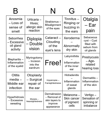 Med Term Week 13 BINGO Card