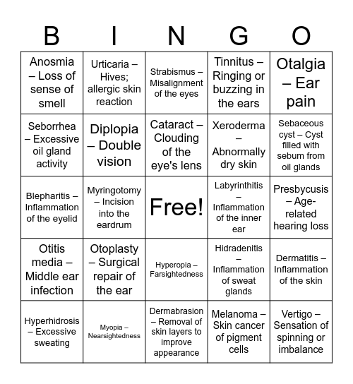 Med Term Week 13 BINGO Card