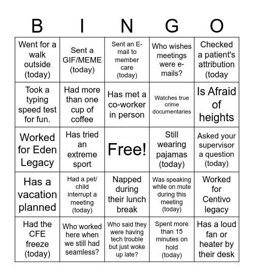 Navigation Bingo Card
