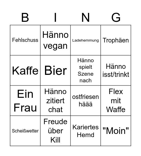Hänno Jäger Bingo Card