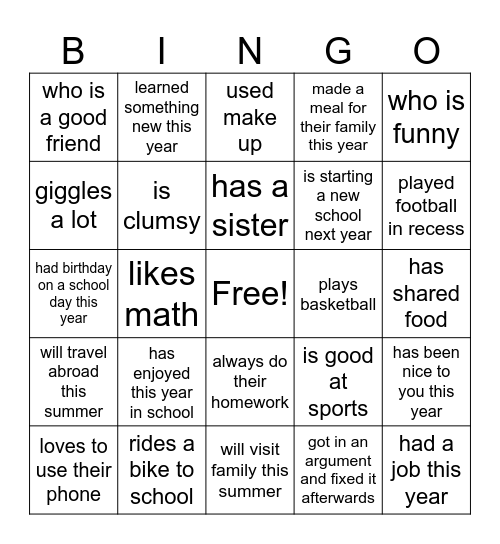 Find someone who Bingo Card