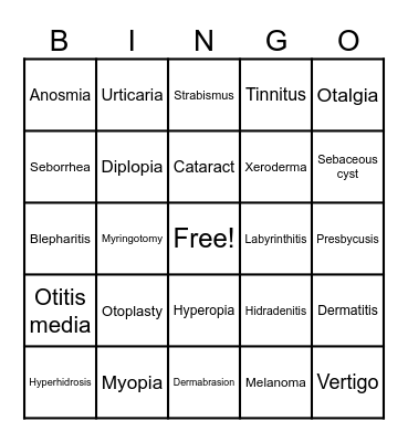 Med Term Week 13 BINGO Card
