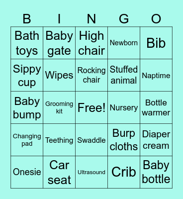 Emily's Baby Shower Bingo Card