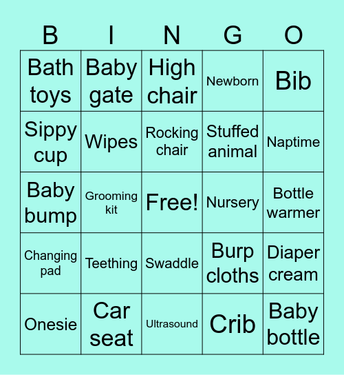 Emily's Baby Shower Bingo Card