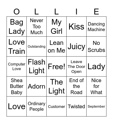 Old School Ollie Jams Bingo Card