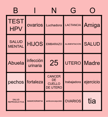 Salud de La Mujer Bingo Card