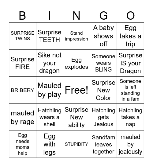 Damath Bingo Card