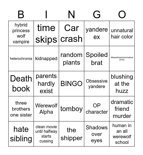 Gacha Trope Bingo Card