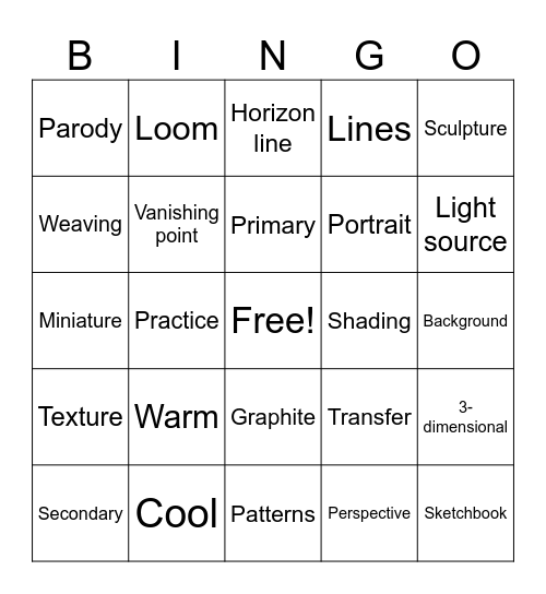 Art Bingo Card