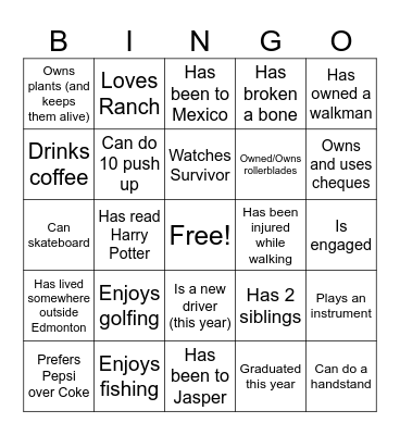 Find Someone Who..... Bingo Card
