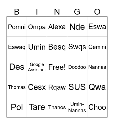 Kitty and friends Bingo Card