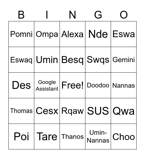 Kitty and friends Bingo Card
