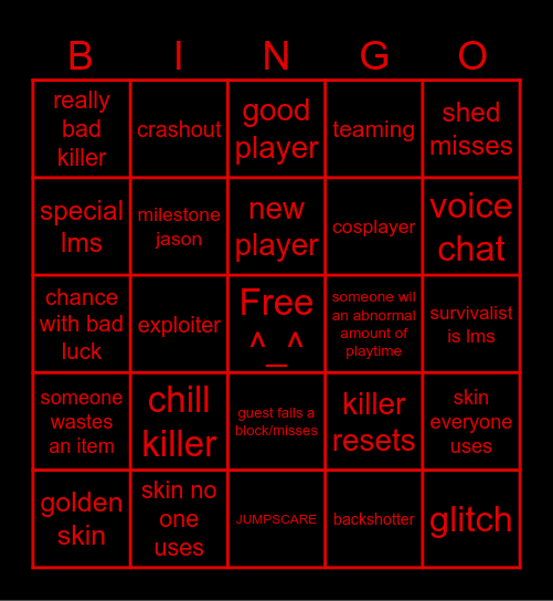 FFORSAKEN BINGO Card